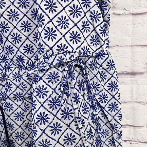 Draper James Plus Size‎ 2X Embroidered V Ruffle Neck Fit & Flare Dress Cotton - Picture 11 of 16